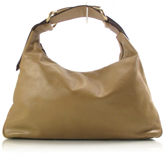 Gucci Leather Medium Horsebit Chain Hobo Tan 1 of 9