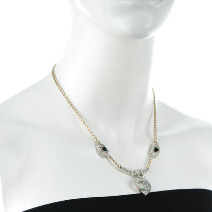 Chanel Crystal Heart Eye CC Pendant Necklace Gold Silver 4 of 5