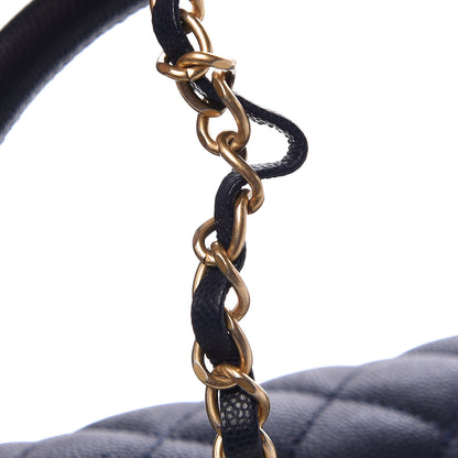 Chanel Caviar Quilted Medium Coco Handle Flap Navy Blue 9 of 13