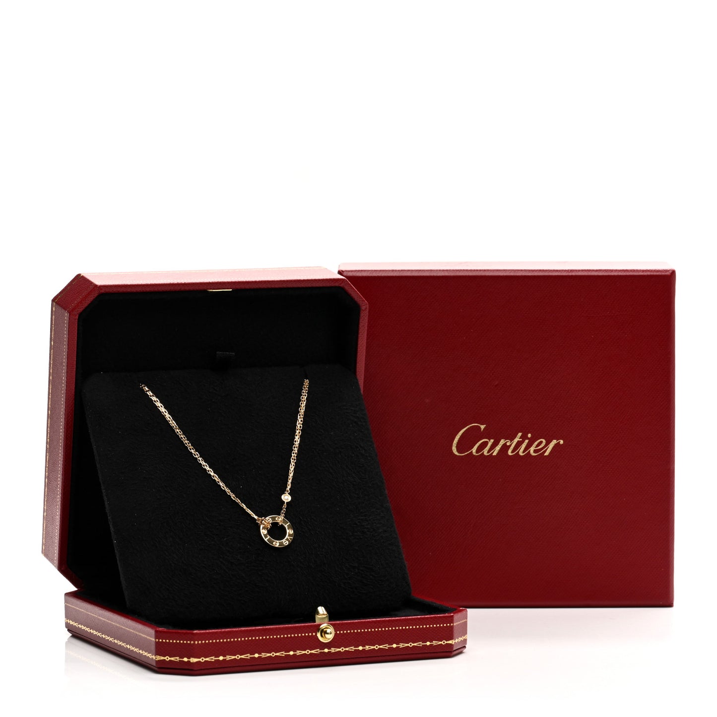 18K Yellow Gold 2 Diamond LOVE Necklace