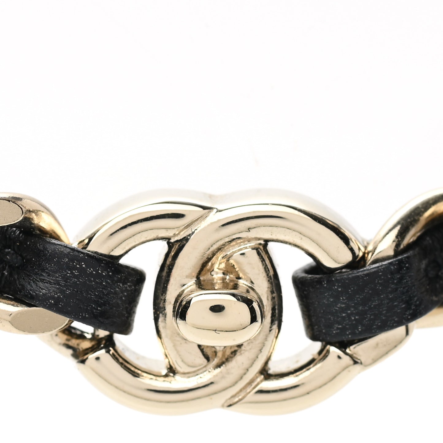 Metal Lambskin CC Turnlock Choker Necklace Black Gold