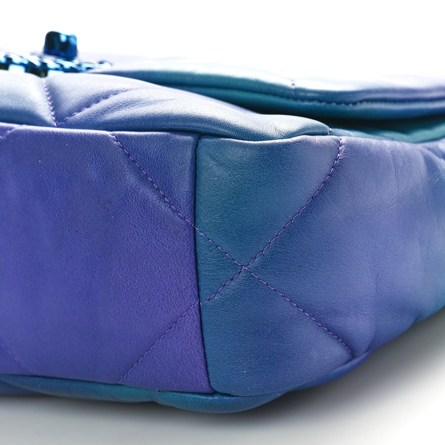 Tie Dye Calfskin Quilted Medium Chanel 19 Flap Blue Purple