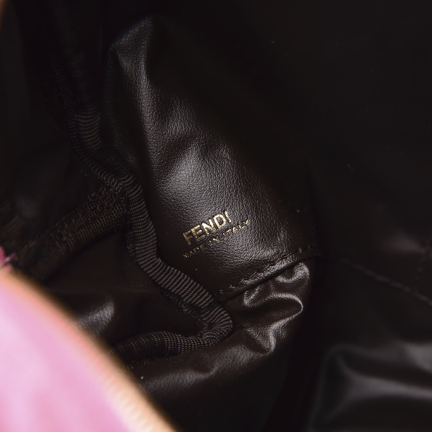 Fendi Terry Cloth Vitello Century Matte FF 1974 Embossed Medium Trapezoid Beauty Pouch Lollypop 7 of 7