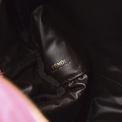 Fendi Terry Cloth Vitello Century Matte FF 1974 Embossed Medium Trapezoid Beauty Pouch Lollypop 7 of 7