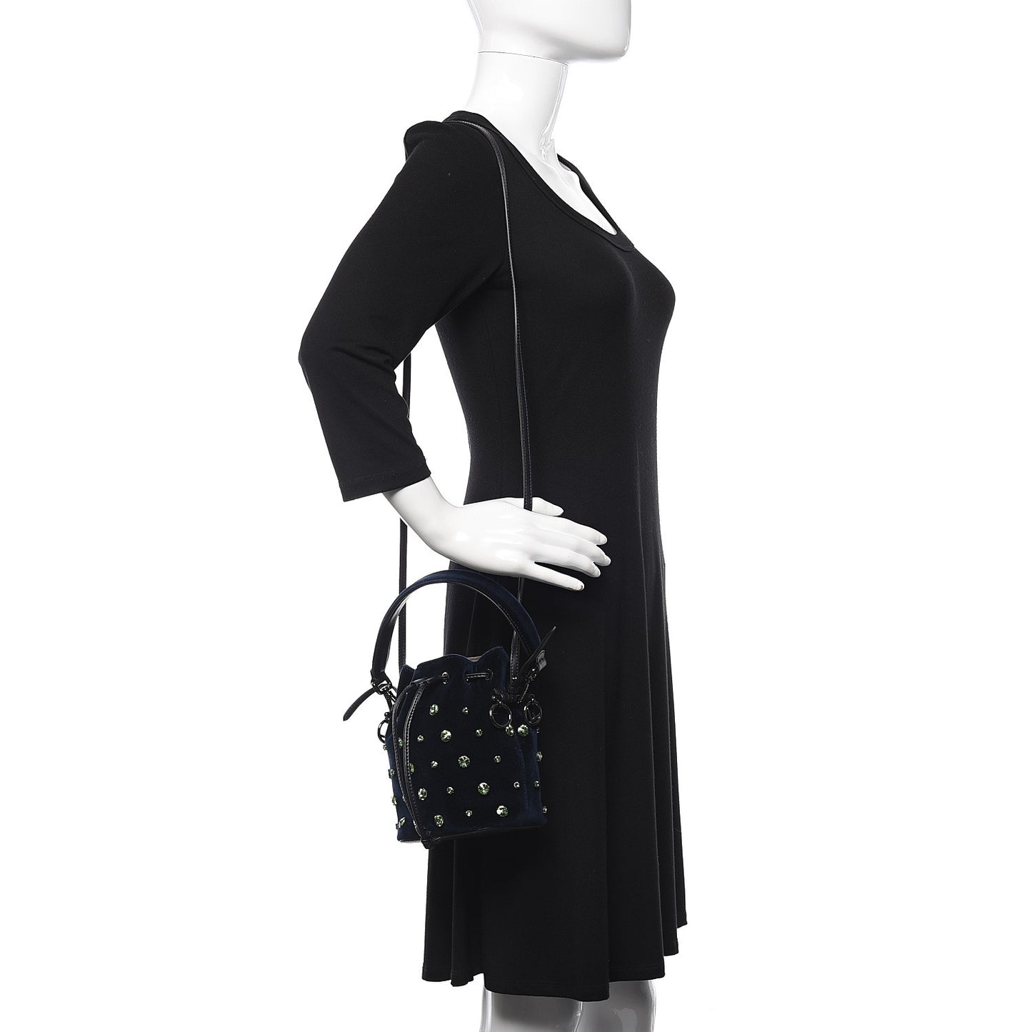 Velluto Crystal F is Mini Mon Tresor Bucket Bag Blue Notte