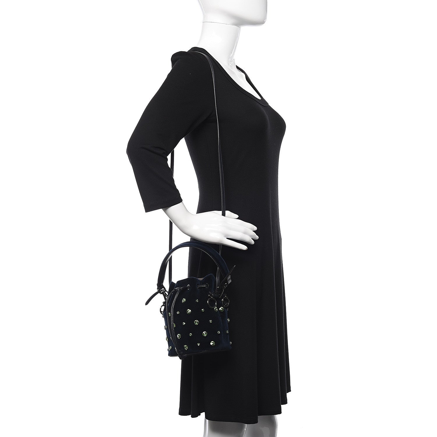 Fendi Velluto Crystal F is Mini Mon Tresor Bucket Bag Blue Notte 2 of 11