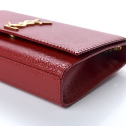 Saint Laurent Grain De Poudre Medium Monogram Kate Satchel Red 9 of 9