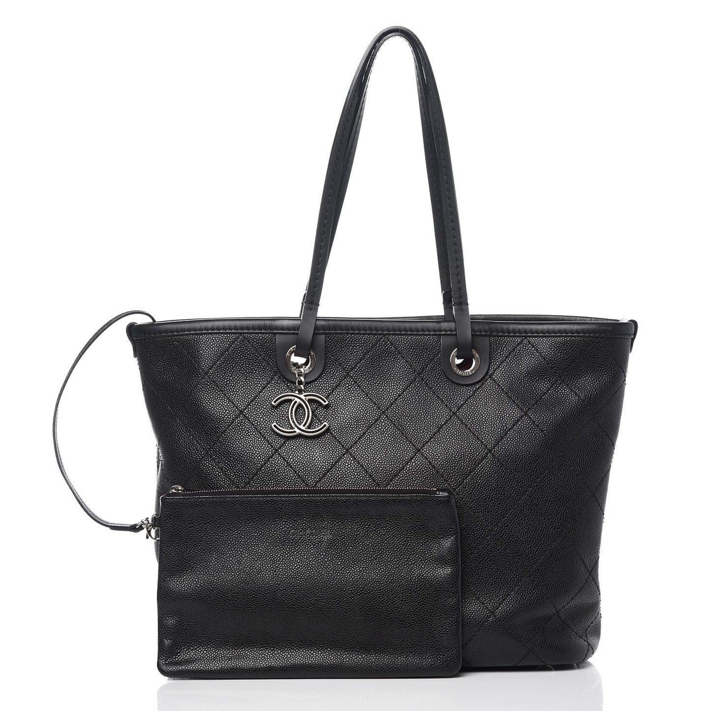 Grained Calfskin Shopping Fever Tote Black