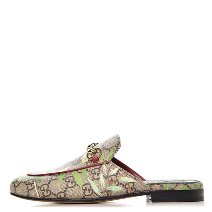 Gucci GG Supreme Monogram Tian Womens Princetown Slippers 35 Beige Ebony Multicolor 1 of 9
