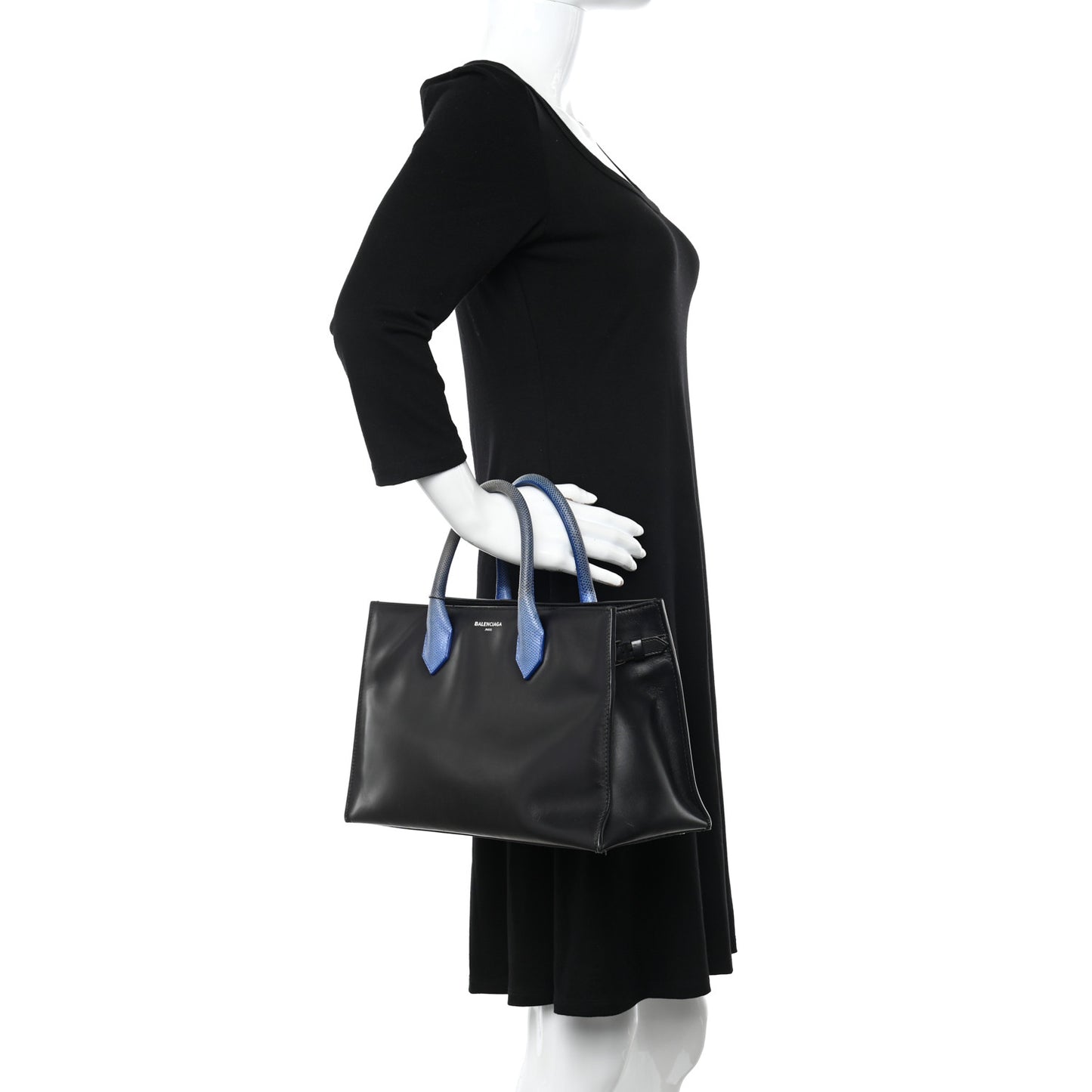 Calfskin Karung Padlock Nude Work XS Bag Black Electric Blue