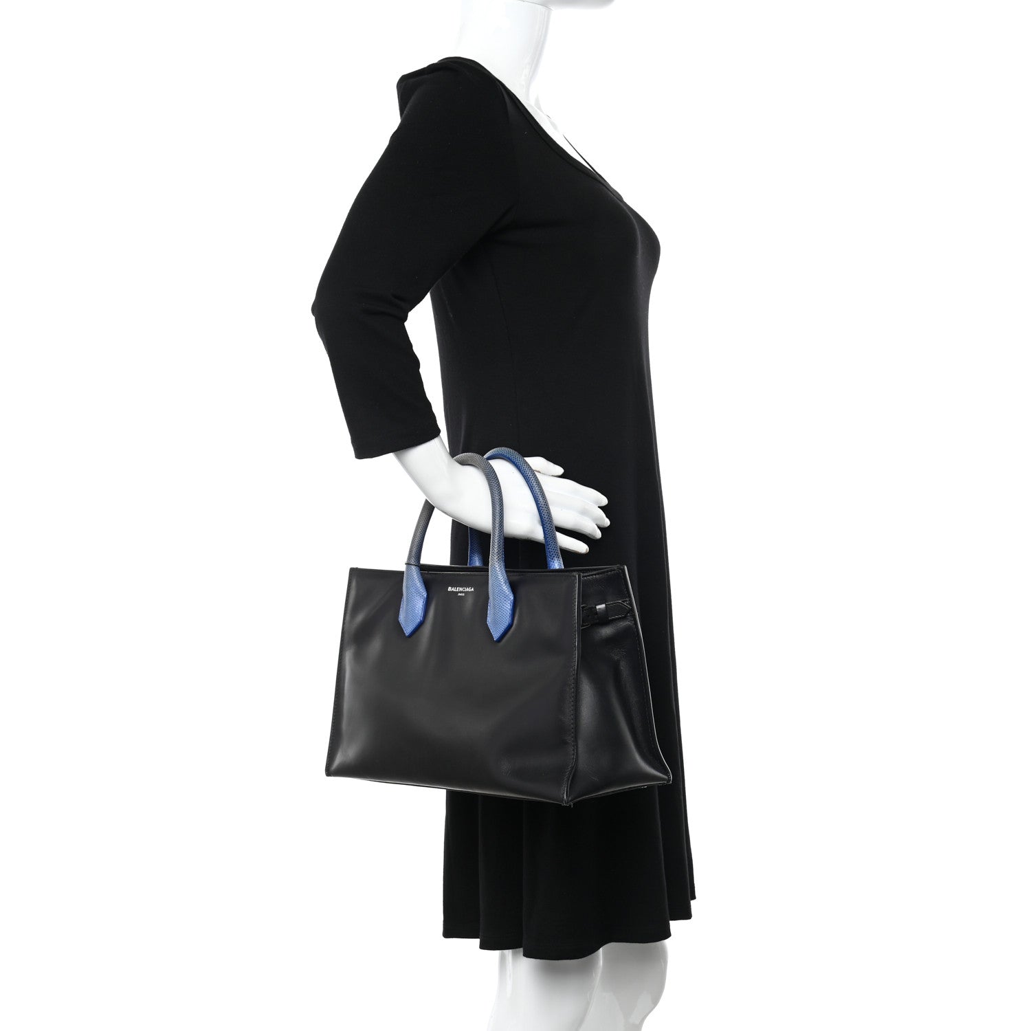 Balenciaga Calfskin Karung Padlock Nude Work XS Bag Black Electric Blue 2 of 20