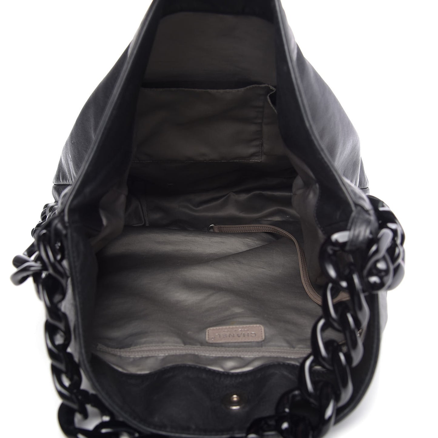 Calfskin Modern Chain Rhodoid Hobo Black