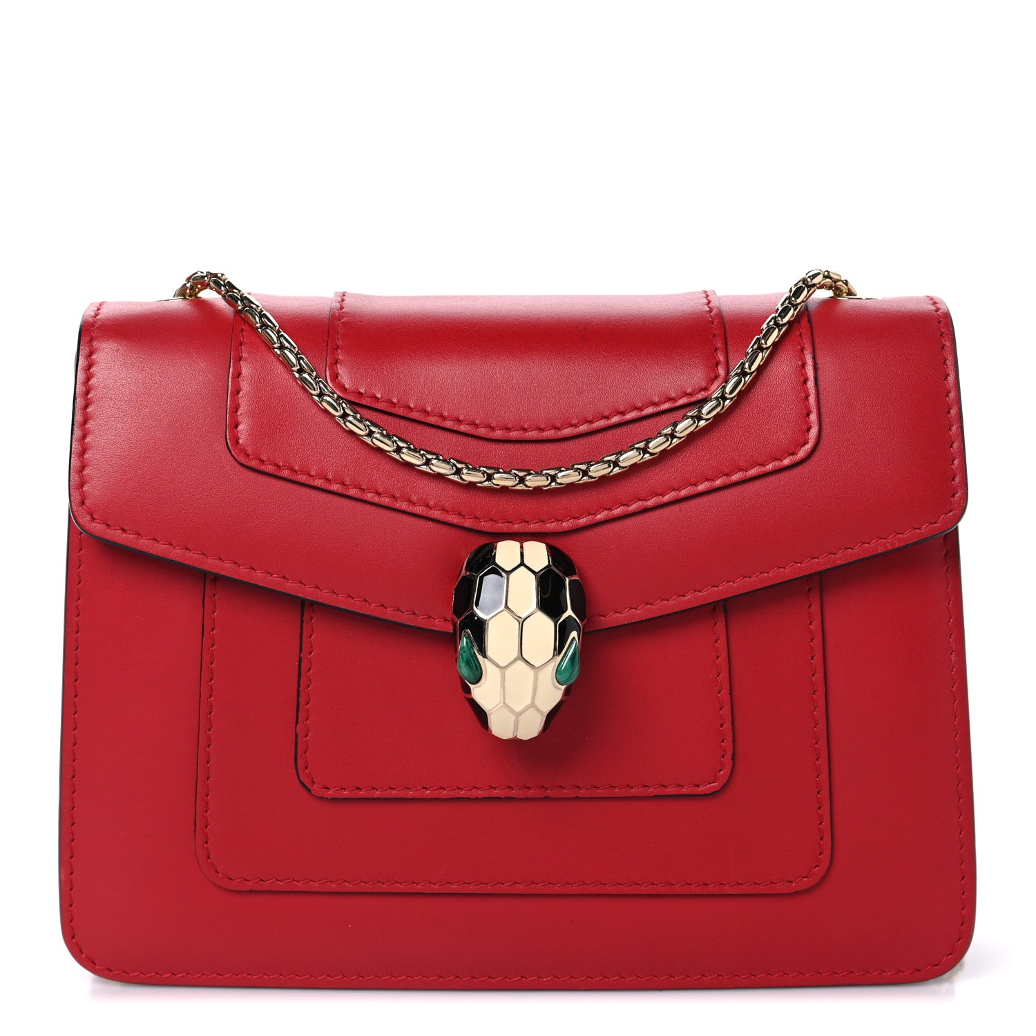 Bulgari Calfskin Small Serpenti Forever Snake Strap Crossbody Bag Red 1 of 10