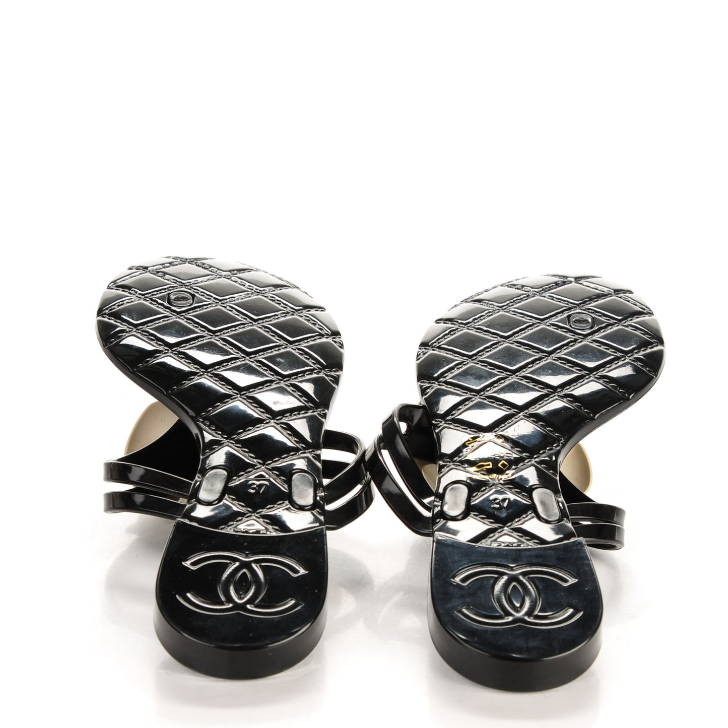 Jelly Camellia Thong Sandals 37 Black Ivory