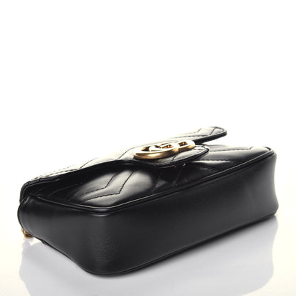 Gucci Calfskin Matelasse Super Mini GG Marmont Shoulder Bag Black 4 of 10