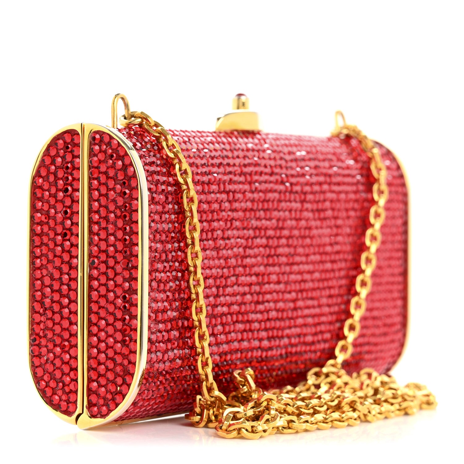 Judith Leiber Crystal Minaudiere Clutch Red 3 of 11