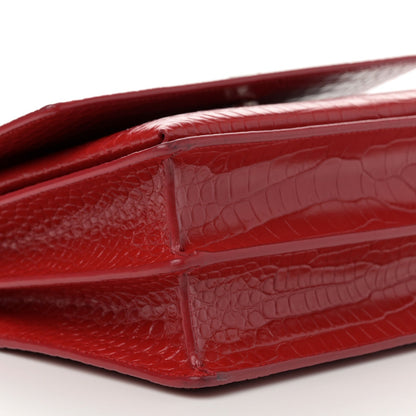 Saint Laurent Calfskin Crocodile Embossed Medium Monogram Sunset Rouge Eros 9 of 10