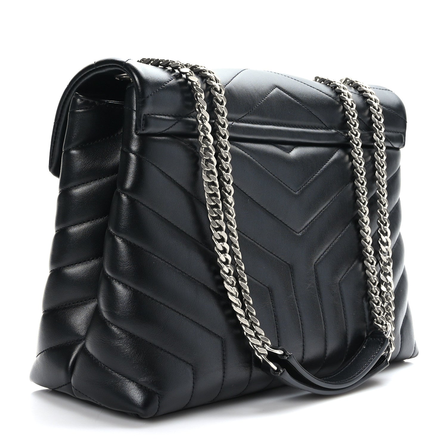 Saint Laurent Calfskin Y Quilted Monogram Medium Loulou Chain Satchel Black 3 of 9