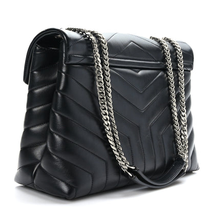 Saint Laurent Calfskin Y Quilted Monogram Medium Loulou Chain Satchel Black 3 of 9