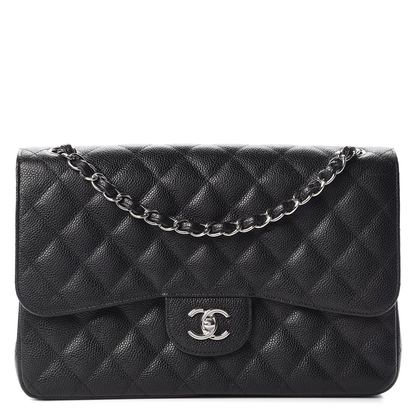 Caviar Quilted Jumbo Double Flap Black