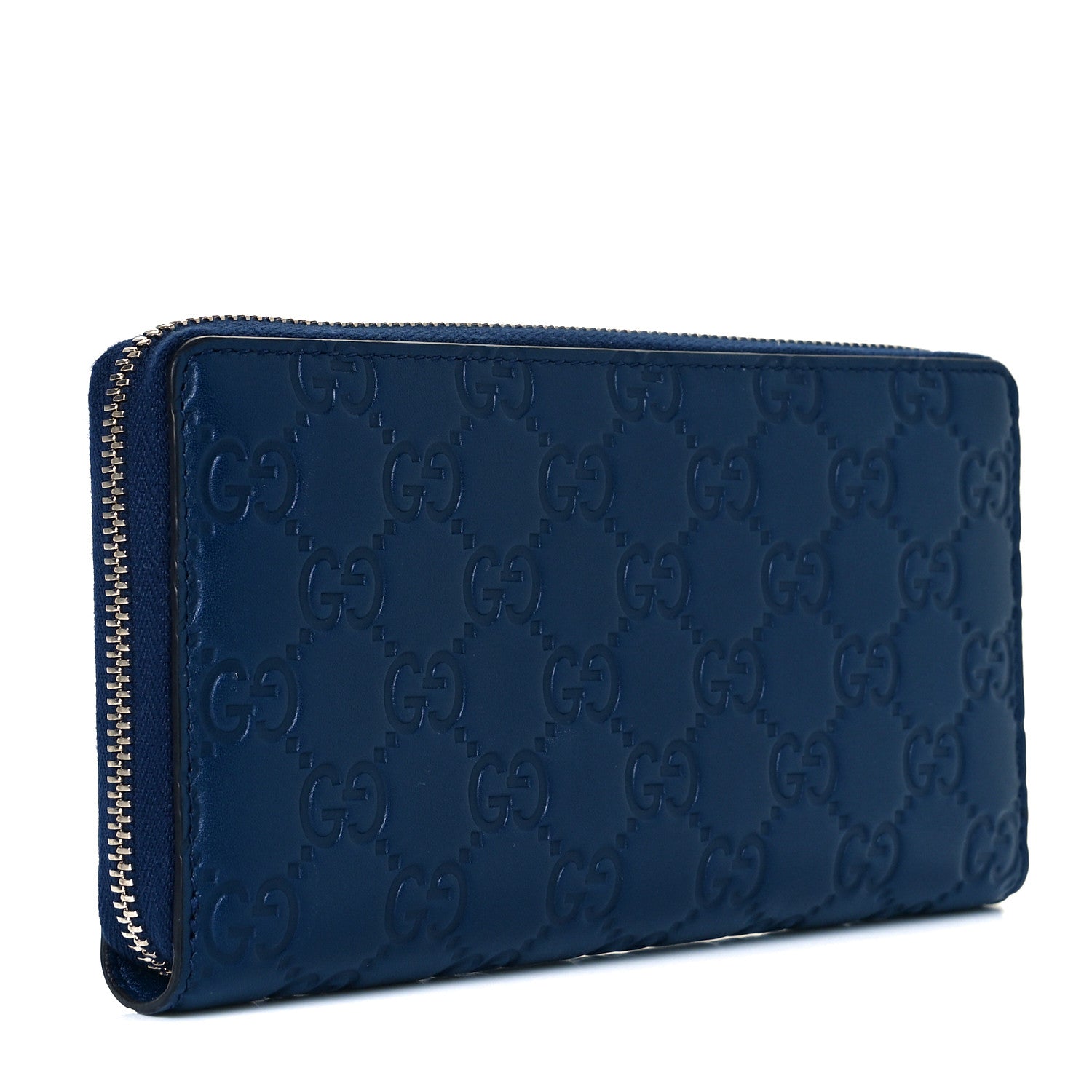 Gucci X MLB Guccissima Signature NY Yankees Embroidered Zip Around Wallet Royale Ivory 3 of 10