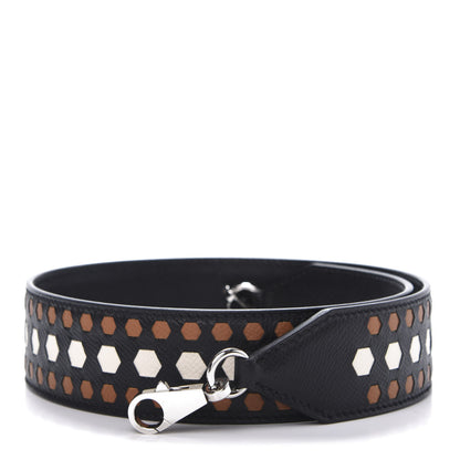 Hermes Epsom 30mm Hexagone Tressage Shoulder Strap Black Craie 1 of 6