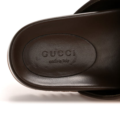 Gucci GG Supreme Monogram Miro Soft Calfskin Womens Horsebit Slippers 36 Beige Ebony New Acero 8 of 11