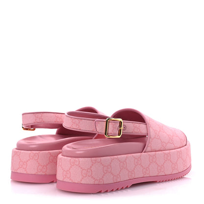 Gucci GG Supreme Monogram Granada Kid Angelina Platform 35mm Slingback Sandals 39 Cotton Candy Dark Cotton Candy Wild Rose 5 of 13