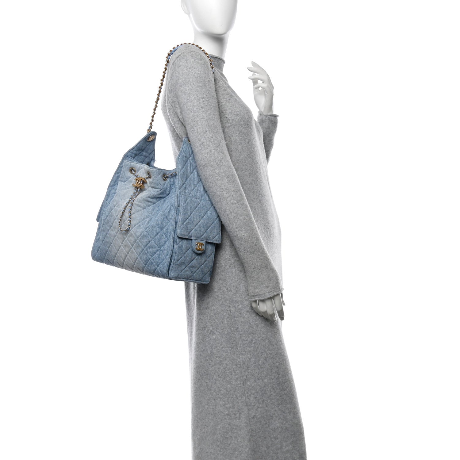 Chanel Washed Denim Quilted Medium Chanel 25 Handbag Blue 2 of 13