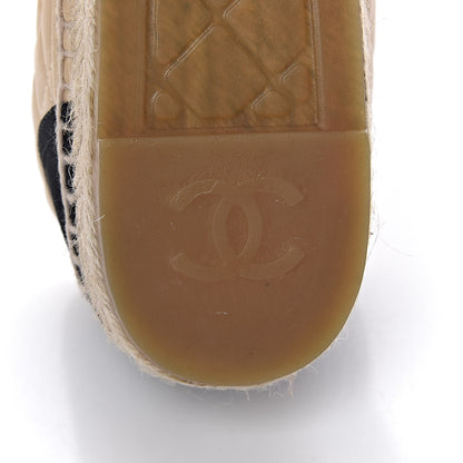 Chanel Lambskin Grosgrain Quilted CC Chain Espadrilles 40 Beige Black 9 of 11