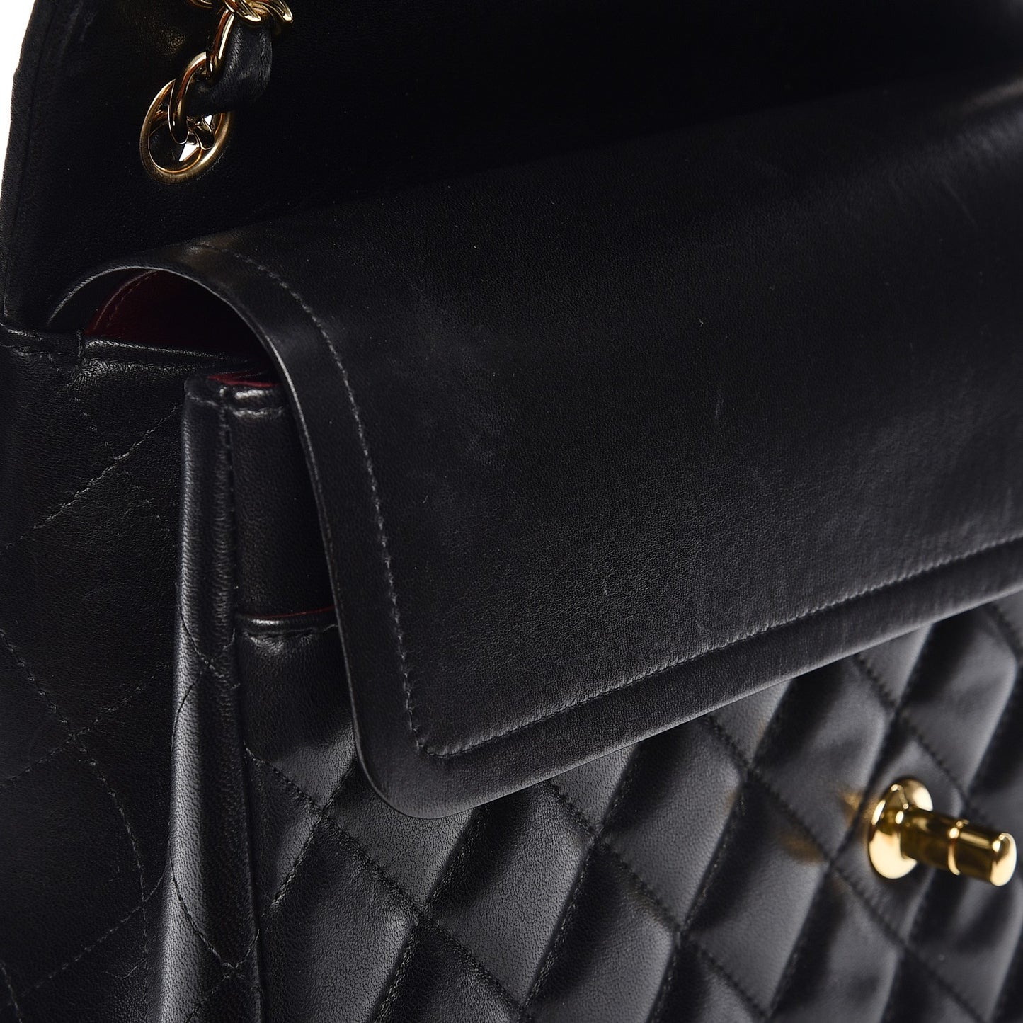 Lambskin Quilted Jumbo Double Flap Black