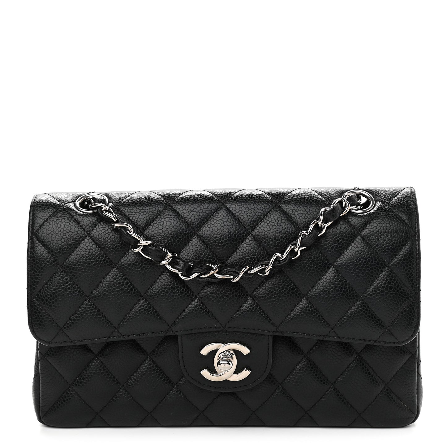 Caviar Quilted Small Double Flap Black