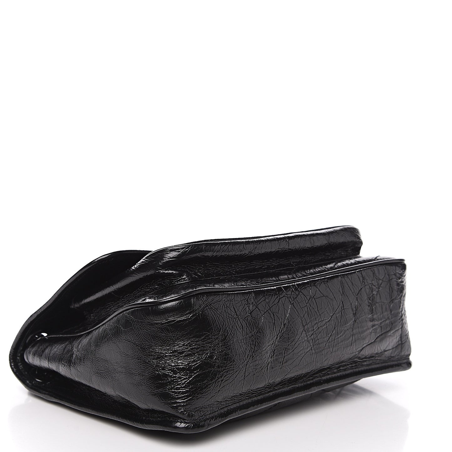 Crinkled Calfskin Matelasse Monogram Medium Niki Chain Satchel Black