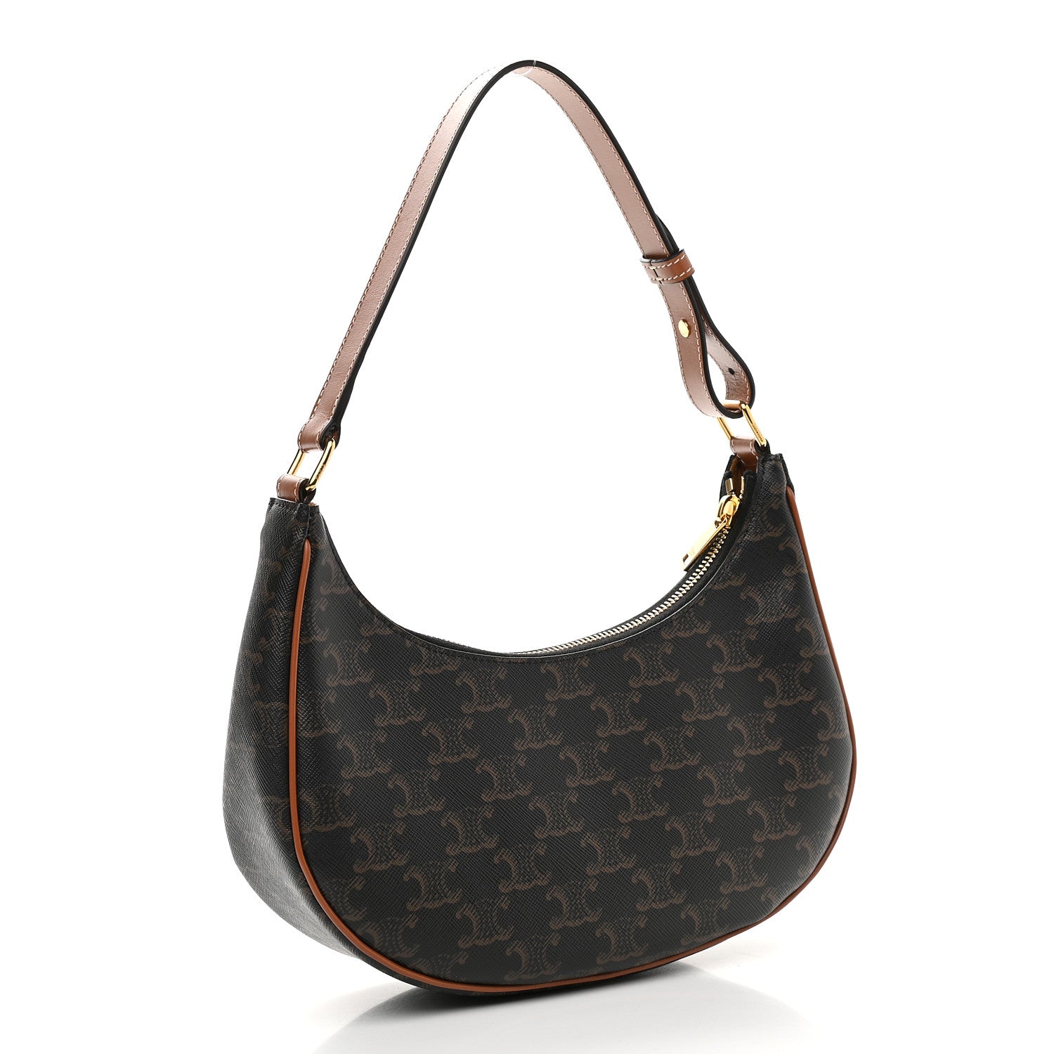 Celine Triomphe Canvas Calfskin Ava Shoulder Bag Tan 3 of 8