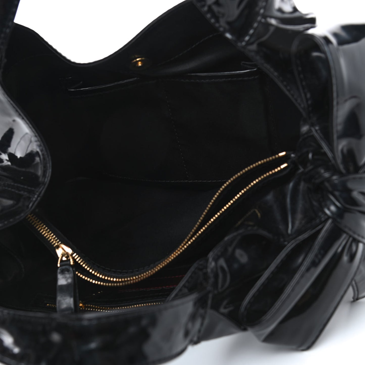 Patent Lacca Small Nuage Bow Hobo Black