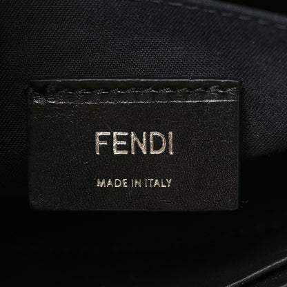 Fendi Glazed Fabric Vitello Liberty FF 1974 Diagonal Pouch Tobacco Moresco Black 6 of 7