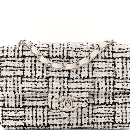 Chanel Tweed Quilted Mini Rectangular Flap White Black 8 of 12