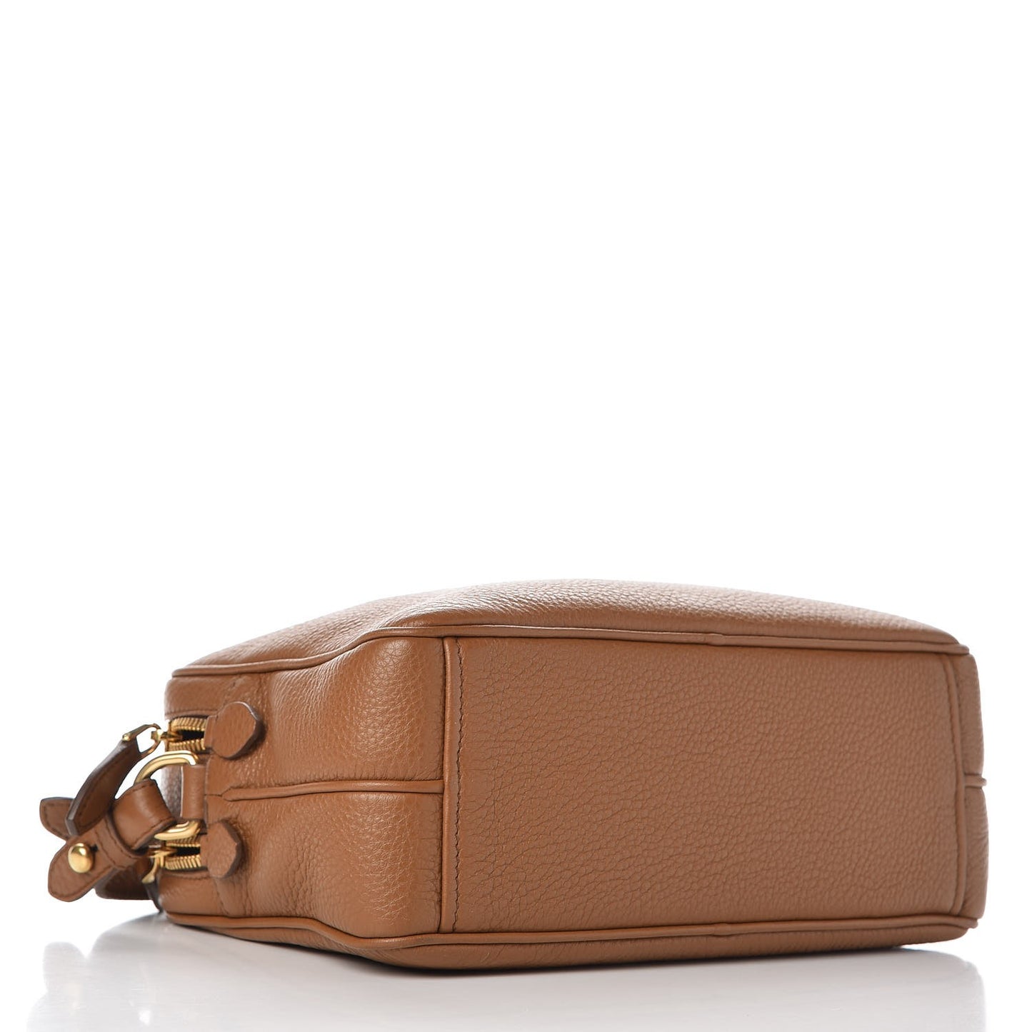 Vitello Daino Medium Double Zip Shoulder Bag Cannella