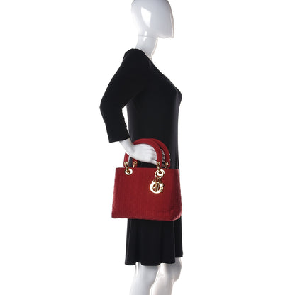 Christian Dior Nylon Cannage Medium Lady Dior Red 2 of 9