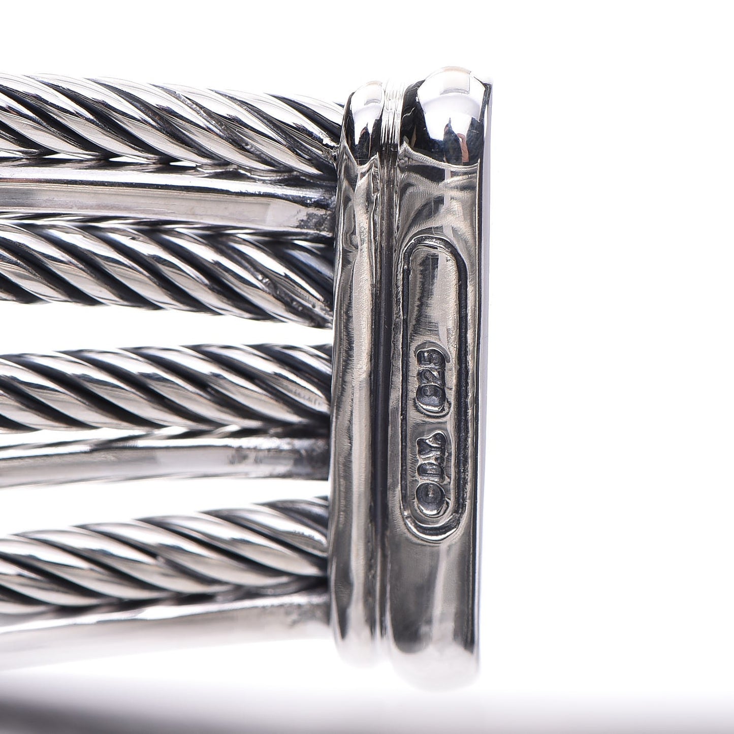 Sterling Silver Diamond Crossover Four Row Cuff Bracelet