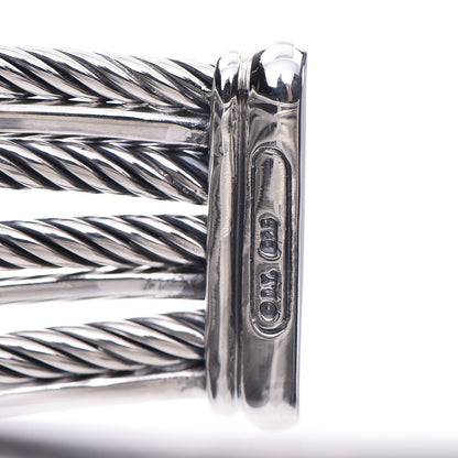 David Yurman Sterling Silver Diamond Crossover Four Row Cuff Bracelet 3 of 3