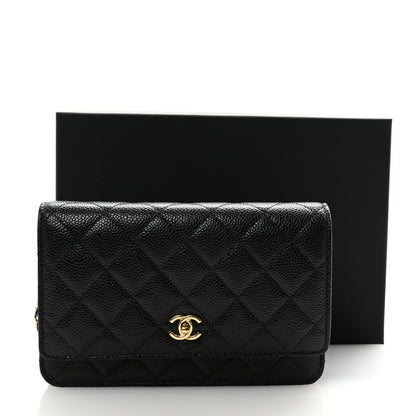 Chanel Caviar Quilted CC Turnlock Wallet On Chain WOC Black 12 of 12