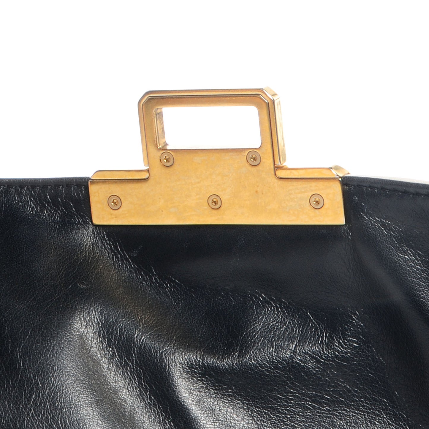 Glazed Calfskin 2.55 East West Mademoiselle Flap Black White