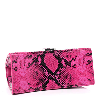 Balenciaga Shiny Calfskin Python Effect Small Hourglass Top Handle Bag Fuchsia Black 4 of 9