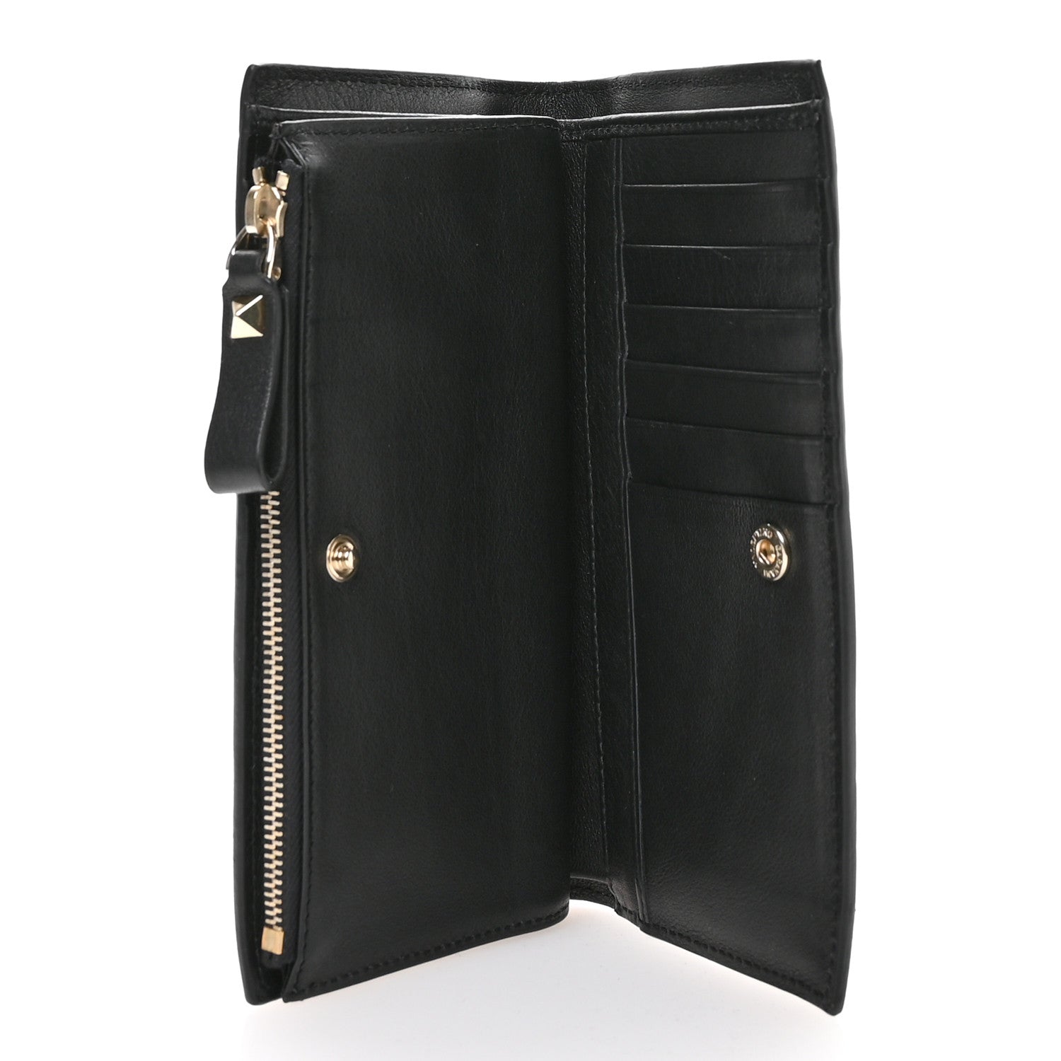 VALENTINIO ウォレット Valentino Garavani Calfskin Rockstud Continental Wallet Black