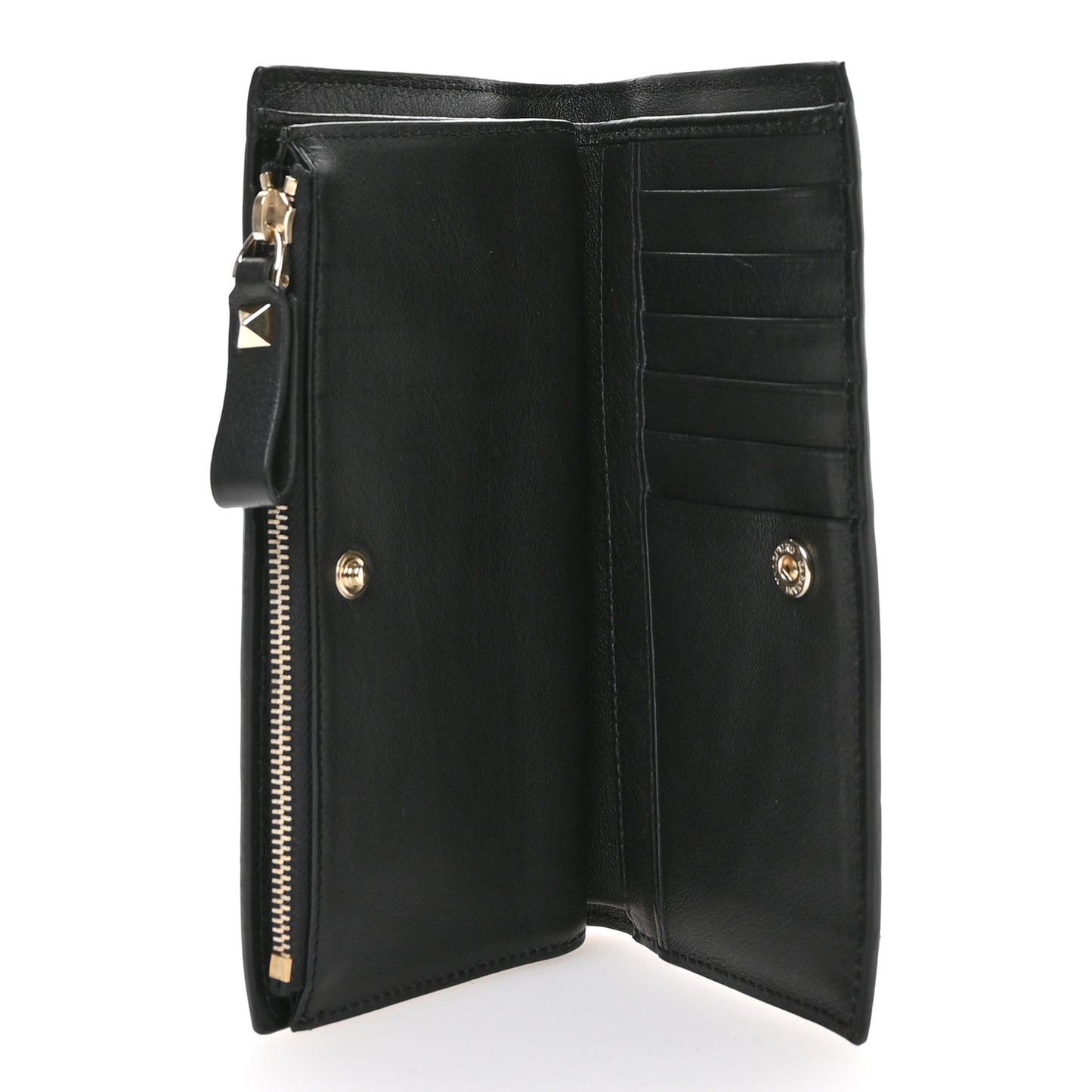 Calfskin Rockstud Continental Wallet Black
