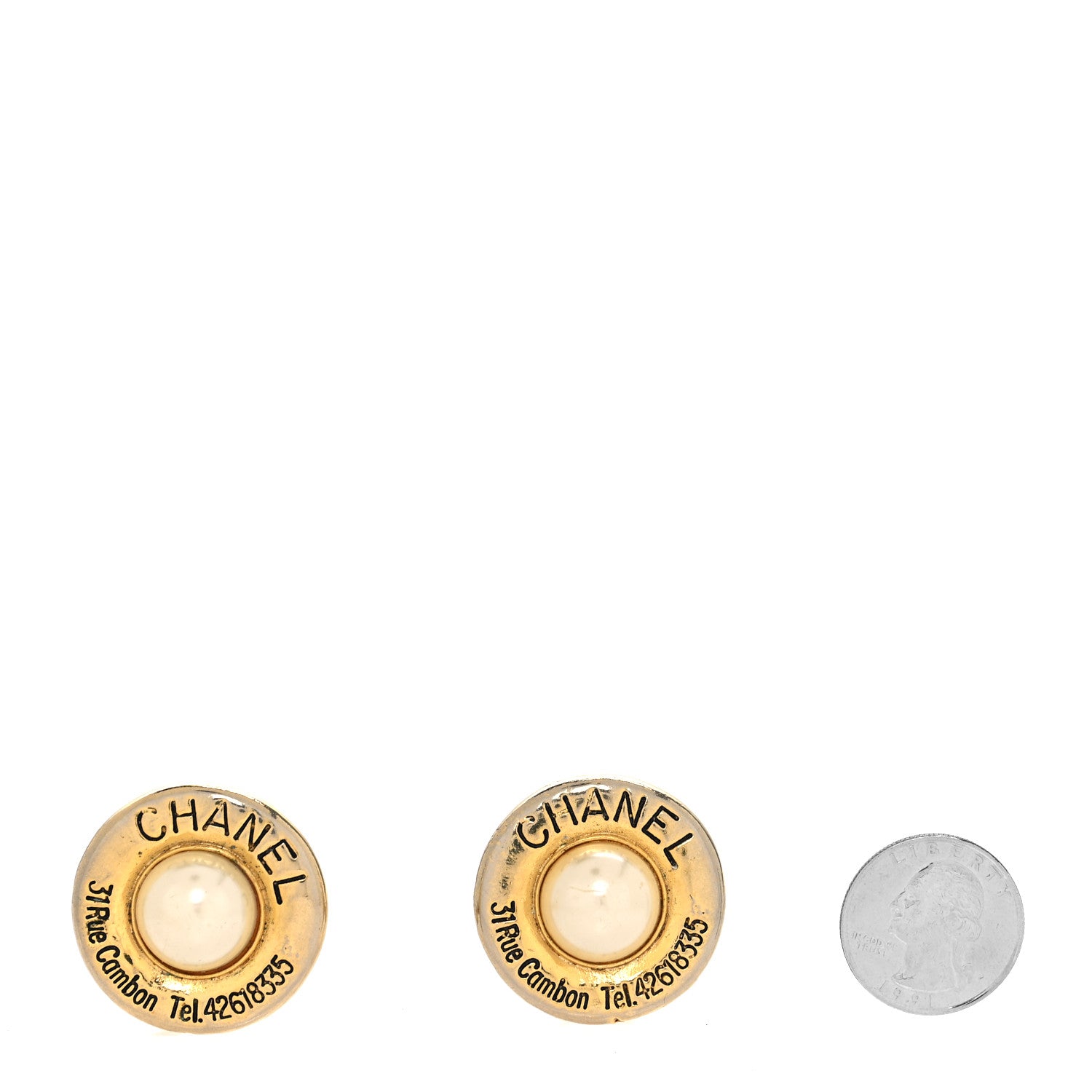 Chanel Pearl Rue Cambon Clip On Earrings Gold 2 of 5