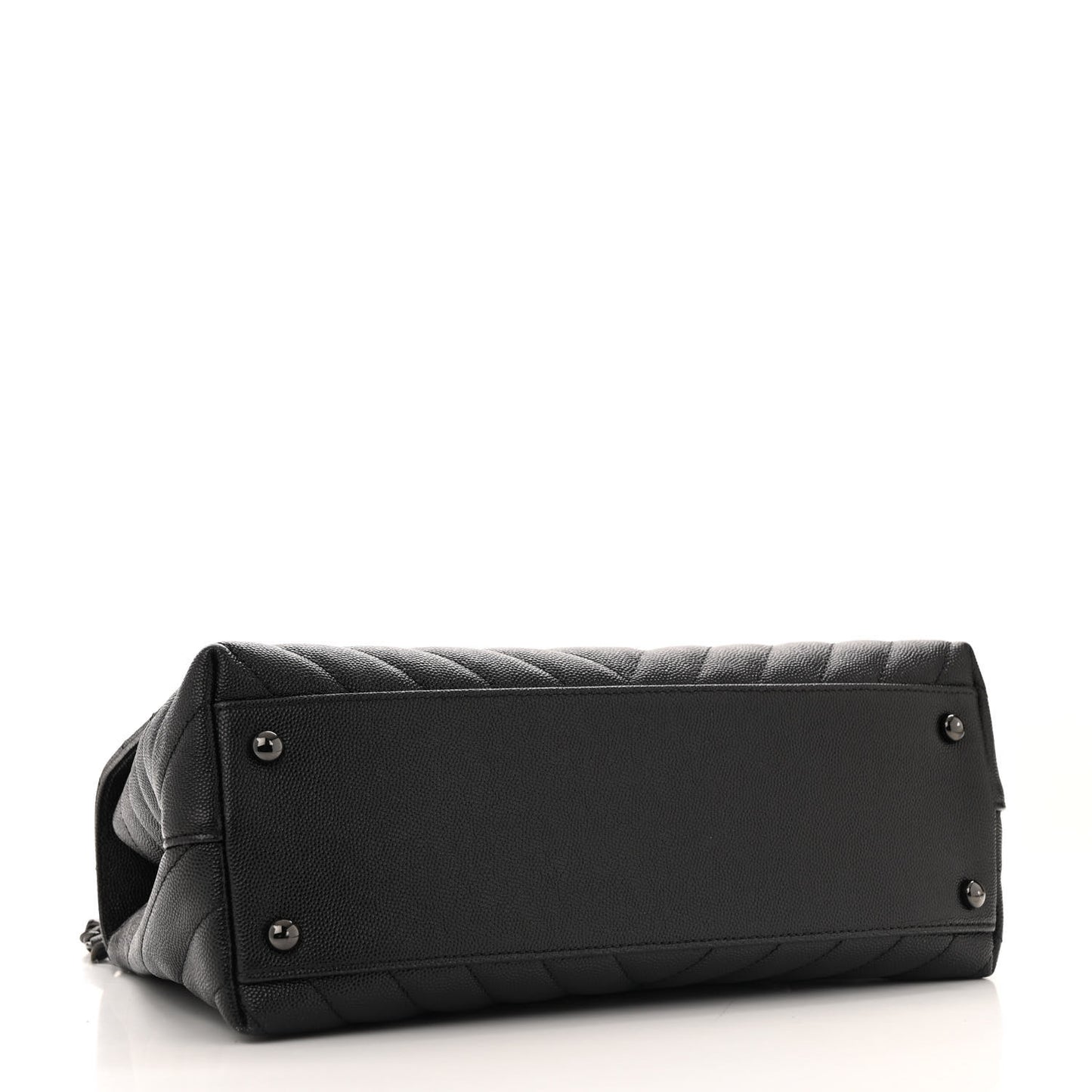 Caviar Chevron Quilted Small Coco Handle Flap So Black