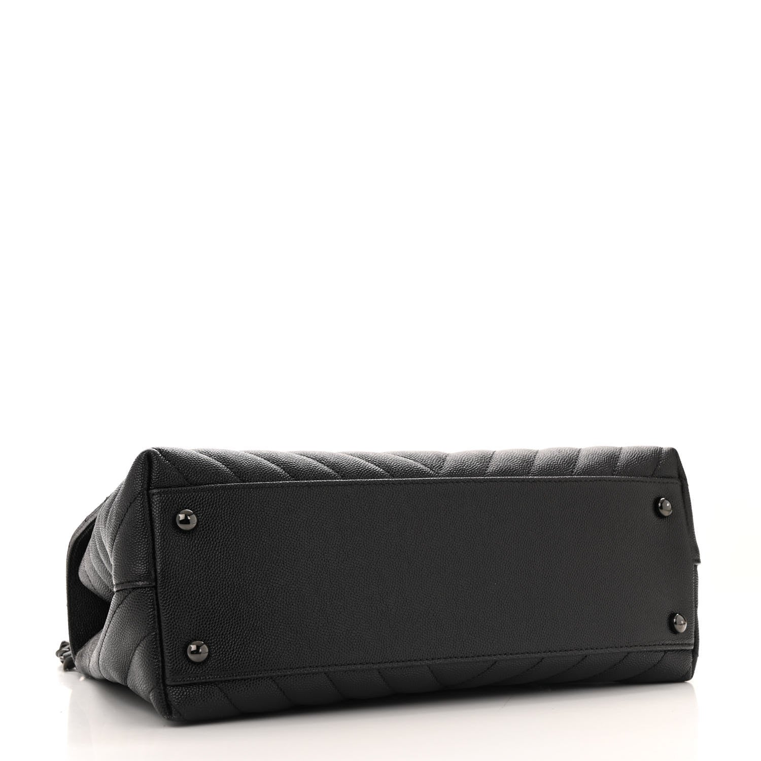 Chanel Caviar Chevron Quilted Small Coco Handle Flap So Black 4 of 14