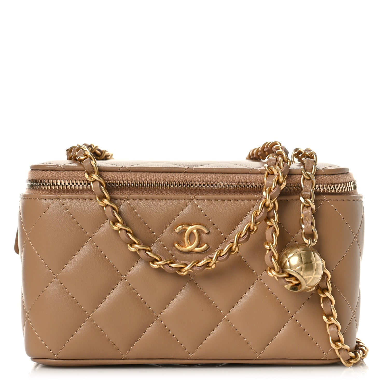 Chanel Lambskin Quilted Pearl Crush Small Vanity Case With Chain Beige 1 of 10